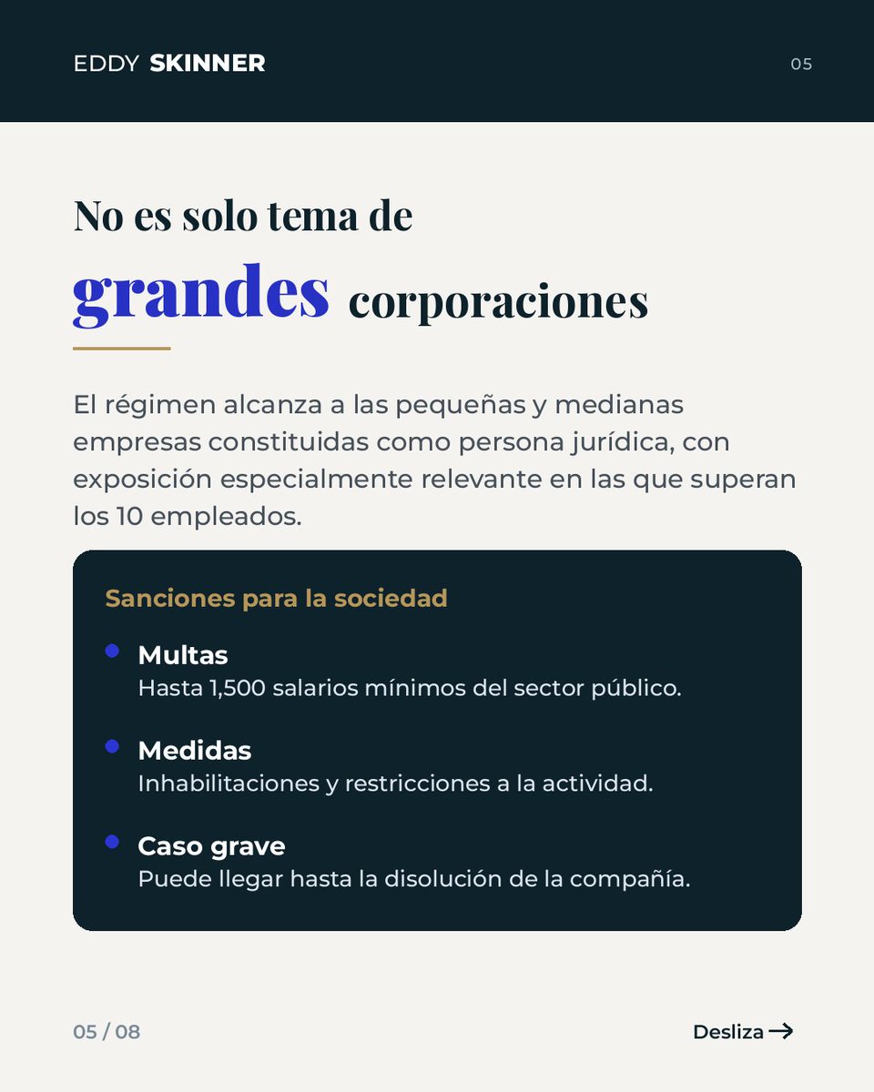 EddySkinnerAAG's tweet photo. Aprovecha el plazo de adecuación: diagnóstico de riesgos penales, diseño de programas de cumplimiento y gobernanza corporativa. https://t.co/MHyR7N9j6Q