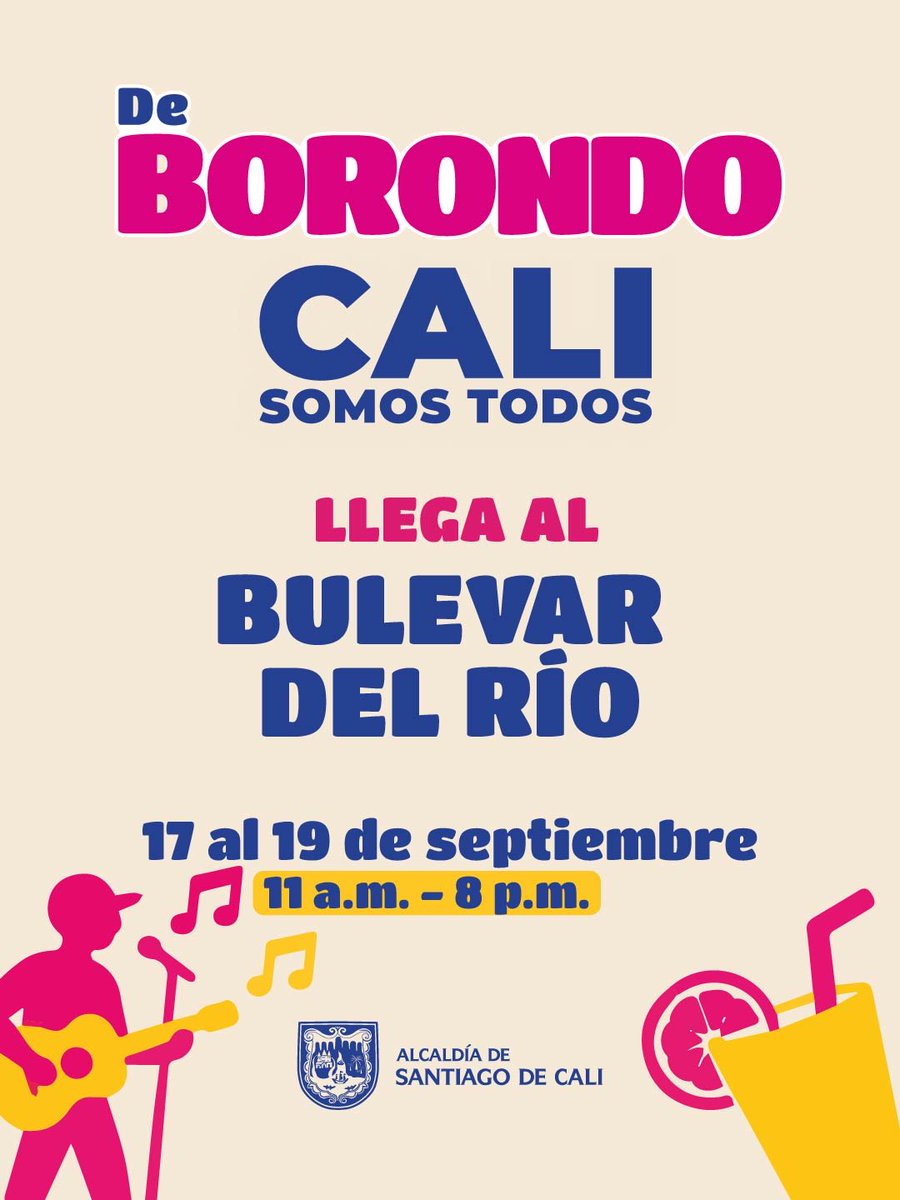 DEconomicoCali's tweet photo. El parche más caleño de todos llega al Bulevar del Río🤩

📍 Bulevar del Río – Calle 8 a Calle 5
📅 Jueves 17 a sábado 19 de septiembre · 11 a.m. – 8 p.m.
🎶 Emprendimientos + gastronomía + música + artistas + entretenimiento

#CaliSomosTodos https://t.co/d7tuVtWLIm