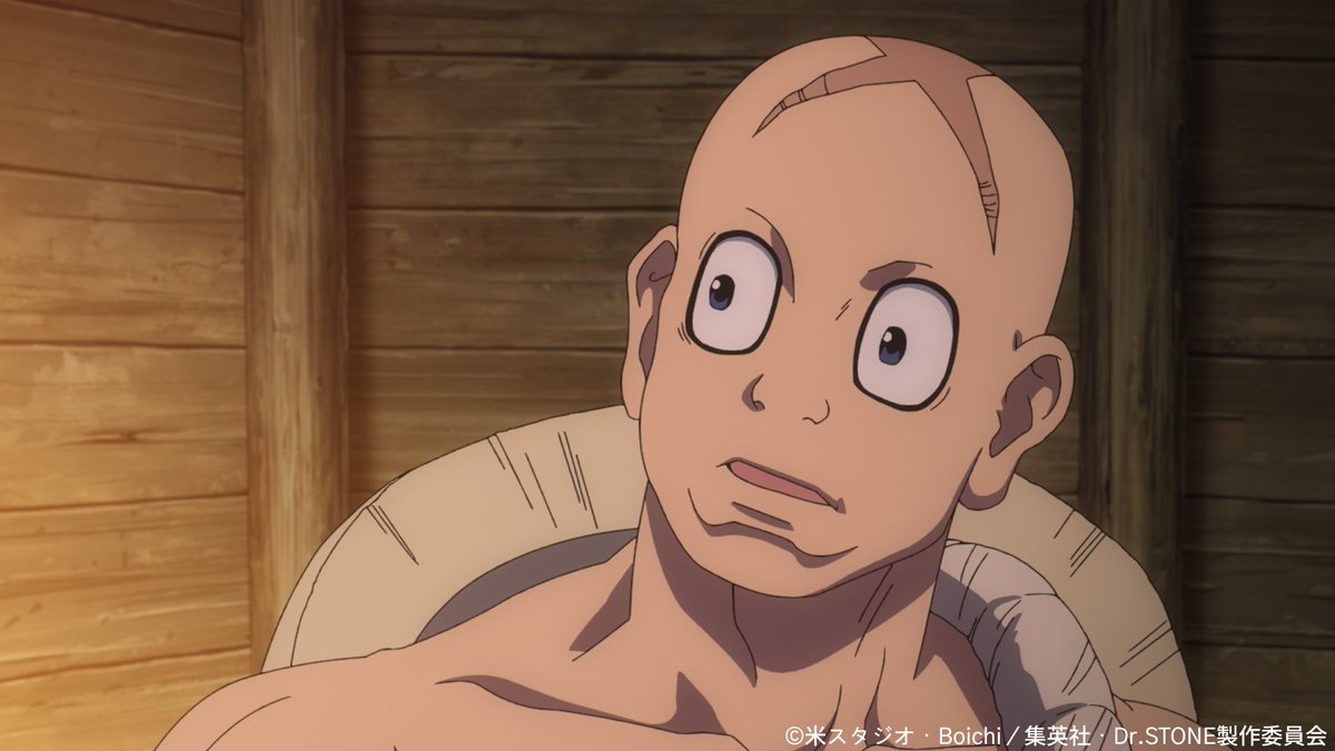 DrSTONE_exh's tweet photo. ━━━━━━━━━━━━━━━━ 🚀
TVアニメ「Dr.STONE」展 開催記念
　　 ストーリーを振り返り!!
🧪━━━━━━━━━━━━━━━

🧪第３期第２１話『宝島』🧪
数百年の石化から目覚めた松風によって、かつて石化装置は、ある日突然空から大量に降って来たという情報をゲットした千空。謎の通信を繰り返すホワイマンは月面にいると確信し、ホワイマンの正体を突き止める為、月に行くと宣言する！まずは科学王国へと戻る為、出航の準備を進める千空たちだが、頭首の息子であるソユーズは、複雑な想いを抱えていた……。

「コールドスリープから叩き起こすぞ 霊長類最強の高校生 獅子王司をな…」

🗨️この話数で好きなシーンは？
コメントや引用リポストで教えてください🪨

TVアニメ「Dr.STONE」展は2026年12月より東京で開催予定✨

#DrSTONE