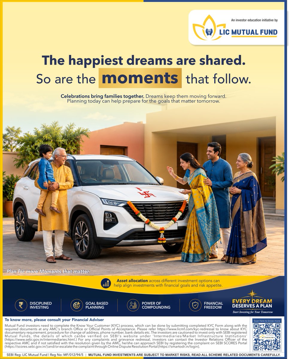licmutual's tweet photo. The laughter, the celebrations, the time spent together, these are the moments we cherish.
And the goals that support those moments deserve thoughtful planning too.
To know more please visit https://t.co/5xUemBKHqZ
#LICMF #FamilyMoments #InvestorAwareness #FinancialGoals https://t.co/h4oIwRUv1v