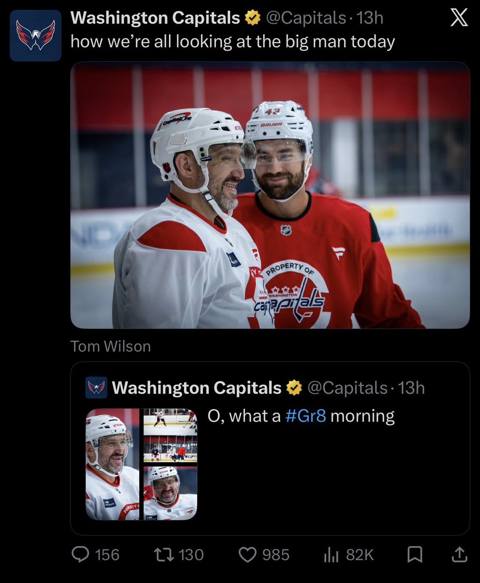 AndrewDesiderio's tweet photo. Today of all days, an NHL team is slobbering over their star player who just appeared in a campaign video for Putin’s political party, standing alongside actual war criminals

Ovechkin chose to participate in this video. And the @Capitals are cool with it apparently! https://t.co/AfoYaiEj3f