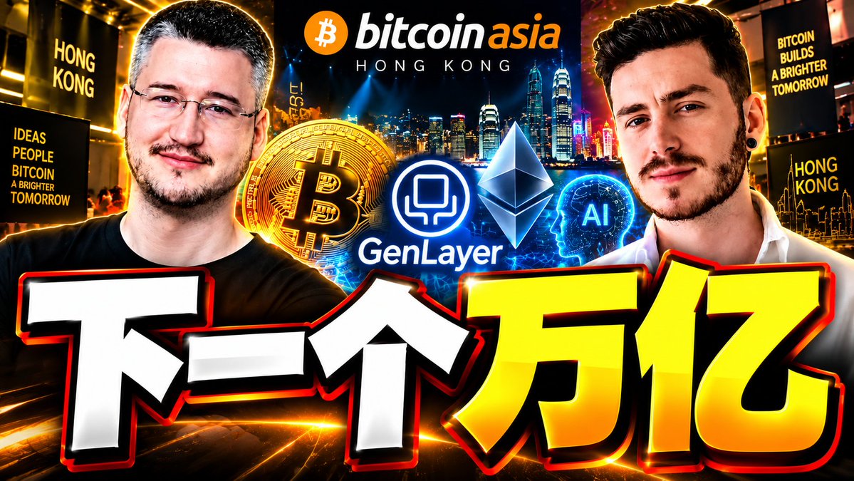 BTV_CN's tweet photo. 比特币、以太坊之后���下一个万亿美元级赛道会是什么？

AI？或者RWA？

🎥 Bitcoin Asia 香港现场对谈
GenLayer CEO David Riudor & Albert Castellana
@kstellana @driudor 

当未来越来越多 AI Agent 开始自己交易、签合同、调用服务，甚至管理资金之后，谁来解决它们之间的纠纷？

AI + Crypto到底还能怎么玩？