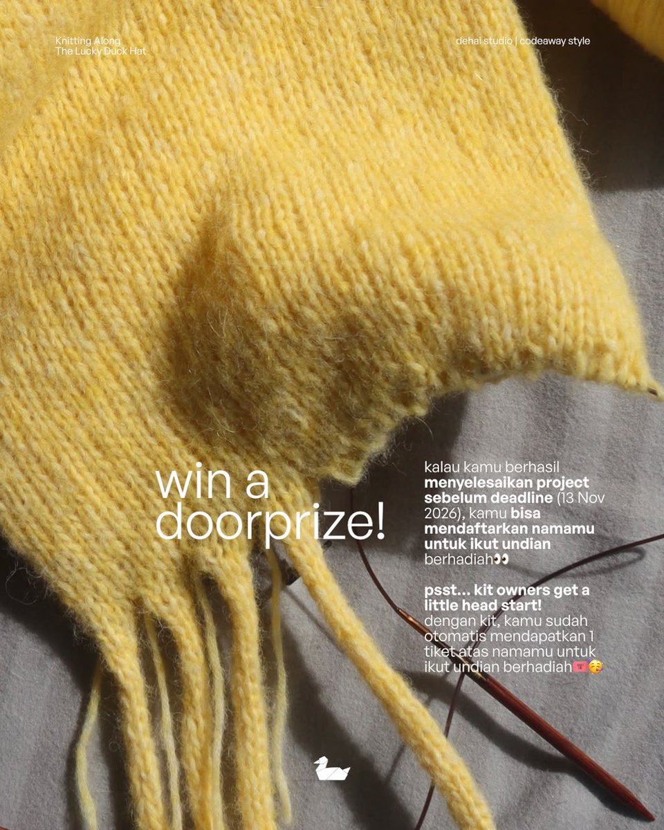 wayanayu_'s tweet photo. [rt &amp; likes are very appreciated 💓]

haloo, teman-teman. aku datang membawa kabar baruuu.

kweek.. kweek…

jadi untuk The Lucky Duck Hat kit yang kemarin jadi project donasi, akan berlanjut jadi project KAL. yeaay!! 🥳🦆 https://t.co/CBbqumlc0h