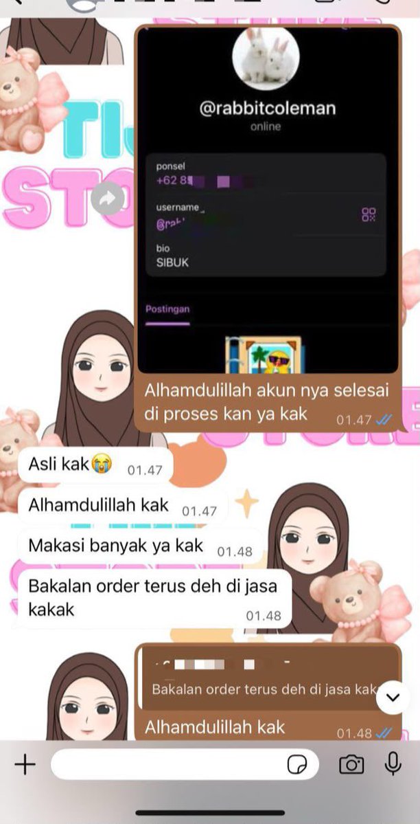HendriBocor's tweet photo. JASA PEMULIHAN AKUN/DELETE AKUN, PROSES FAST &amp; BERGARANSI 

KENDALA : 
🌷PULIHKAN CHT WA LAMA
🌷JASA SADAP WA/IG
🌷LUPA PASWORD &amp; LUPA DATA2
🌷JASA HAPUS AKUN ALL SOSMED
🌷JASA PEMULIHAN AKUN
GOGGLE ,GMAIL,INSTAGRAM,TWITER, FB,TIKTOK #zonauang #zonajajan

Order whatsaap di bio☎️ https://t.co/CJ9BroMRBS