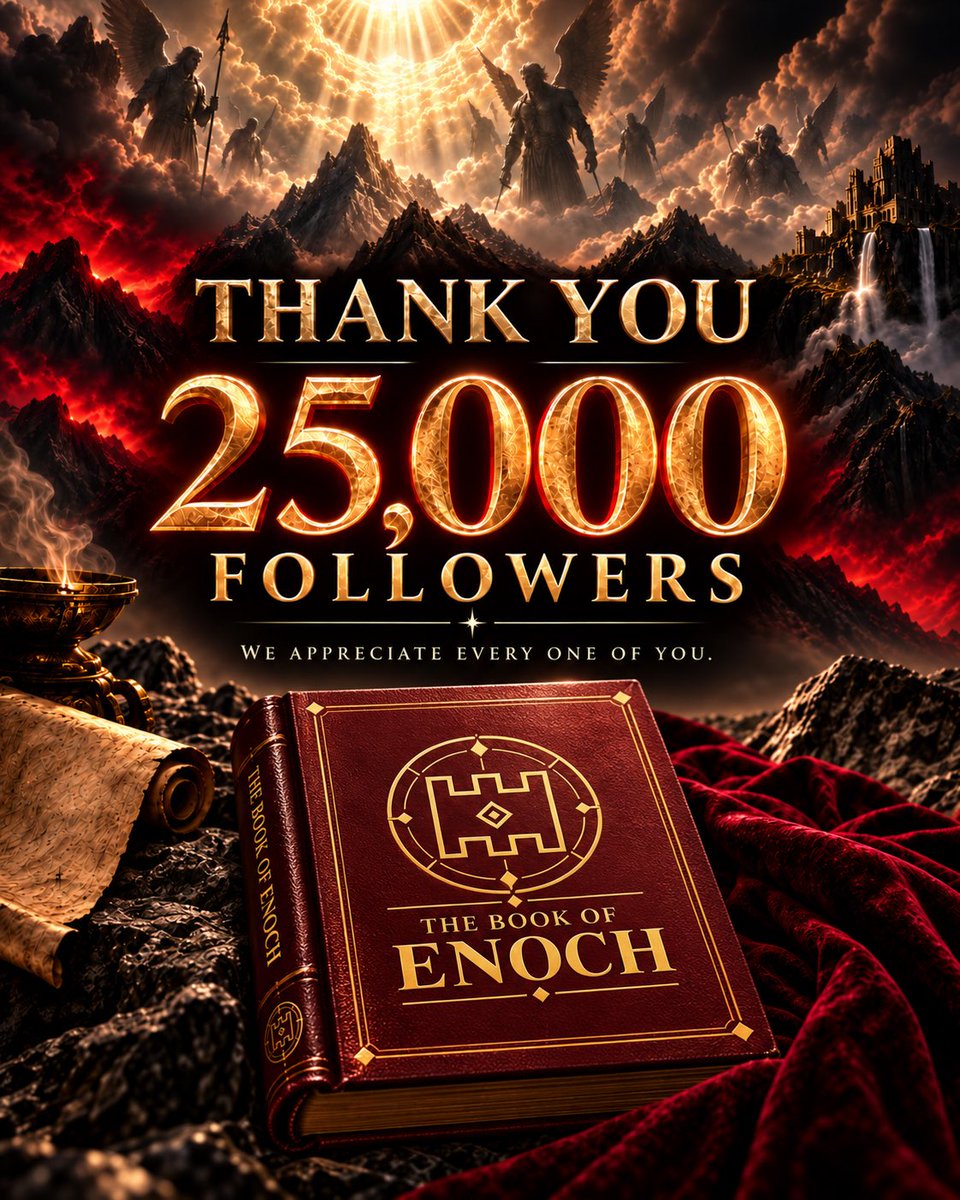 EnochsArchive's tweet photo. 25,000 strong. Thank you to everyone who has followed, shared, supported, and explored these ancient texts with us. We’re only getting started. https://t.co/GPcvvwXmtl
