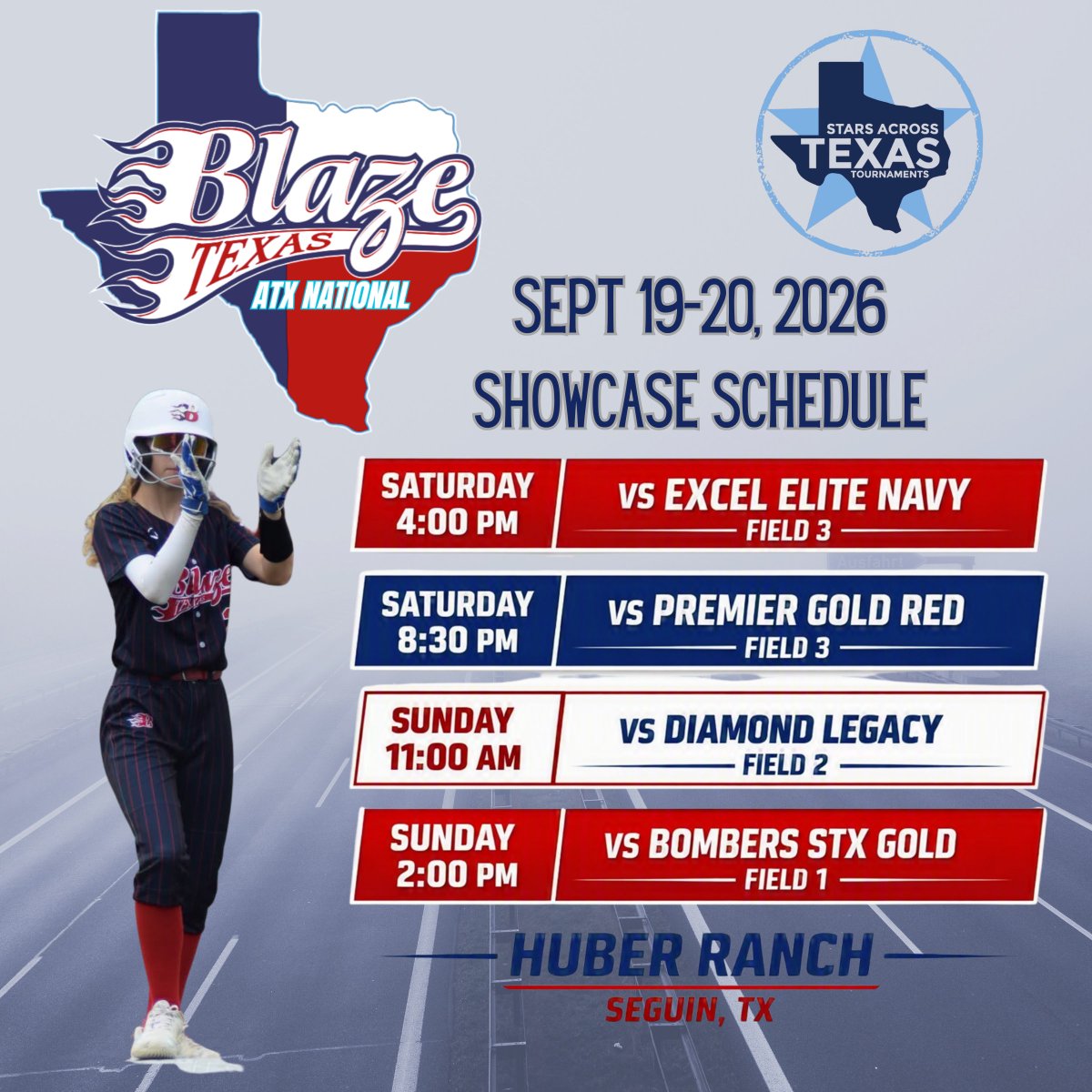 txblazeatxnat's tweet photo. 🔥Come see us this weekend in Seguin, TX!🔥

@TAMUKSB @StMUsoftball @SRSU_Softball @McMSoftballteam @hputxsoftball @Schreiner_SB @CruSoftball @SUPiratesSB @OKWUeagles_SB @TylerJCsoftball @KilgoreSoftball @CoastalBendSB https://t.co/h3CDu1XSpX