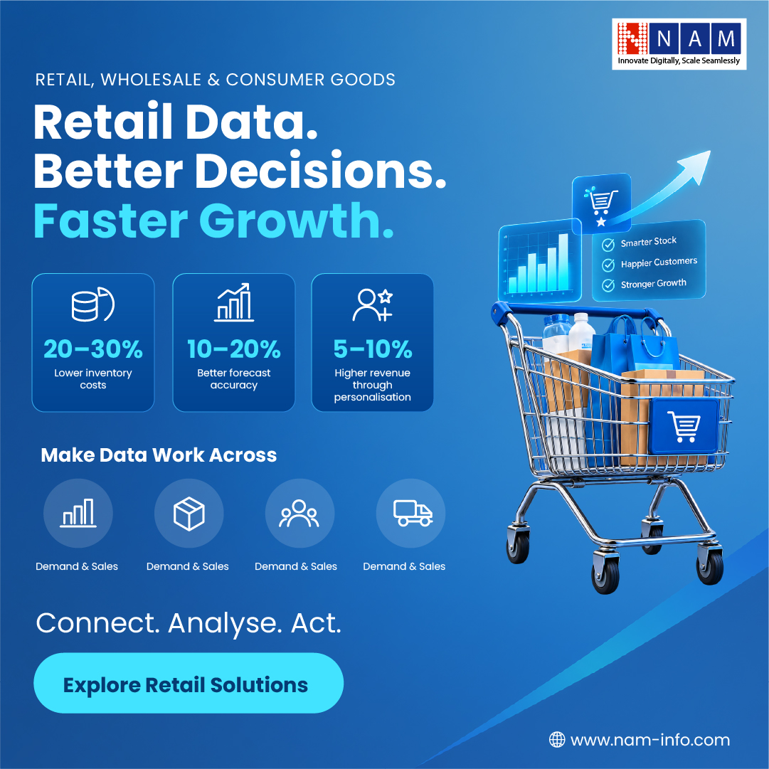 NAMINFO's tweet photo. Retail data, connected:

📦 20-30% lower inventory costs
📈 10-20% better forecast accuracy
👥 5-10% higher revenue via personalisation
Connect. Analyse. Act.
https://t.co/uUcf3QcB8C

#RetailAnalytics #RetailTech #DataDriven #NAMInfo https://t.co/6N4FHmhw6r