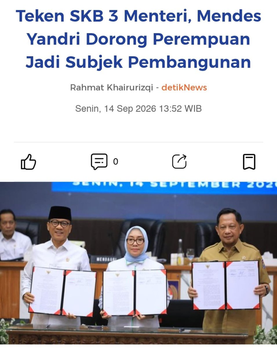 jems_1404's tweet photo. SKB 3 MENTERI, Menteri Desa  PDT Yandri Susanto,  Mendagri, Menteri PPPA Dorong Perempuan Jadi Subjek Pembangunan

#KemendesPDT
#BangunDesaBangunIndonesia
#BPSDMKemendesPDT https://t.co/ZjW1O80GWe