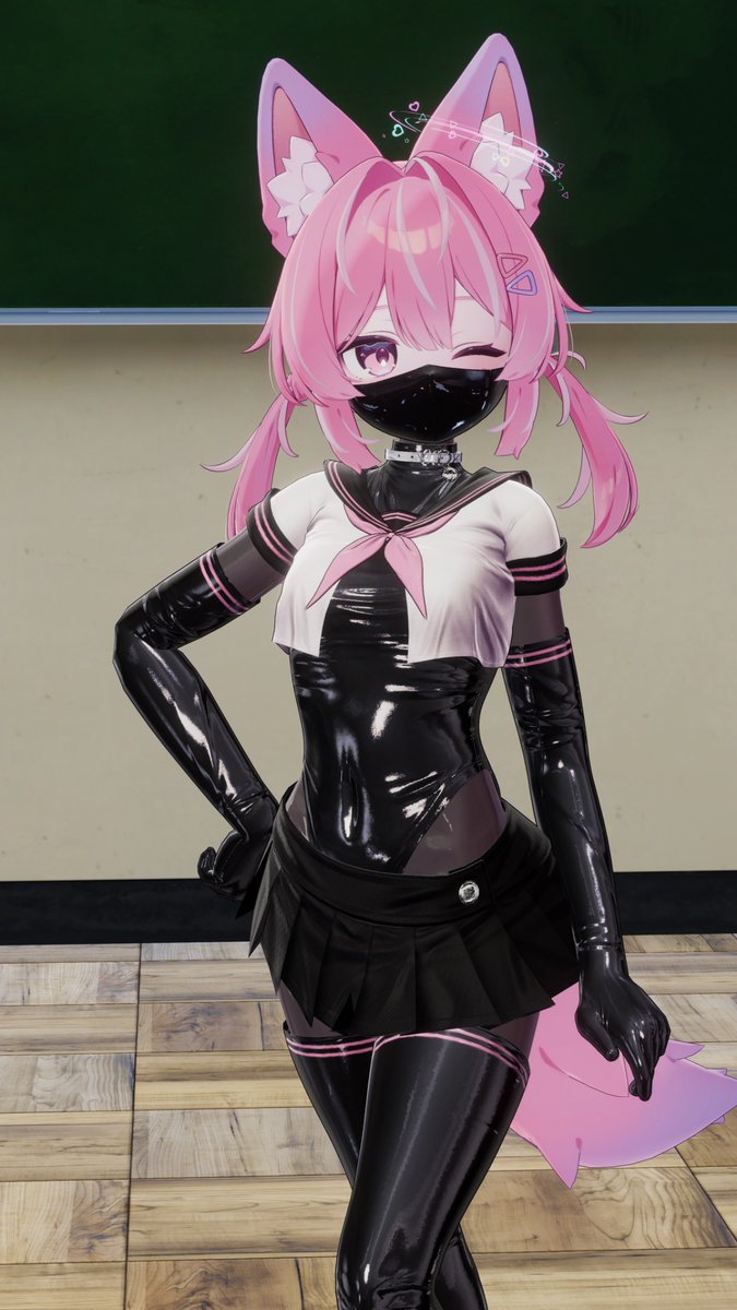 Rio_go_ymt's tweet photo. そういえばこれ、1人のは投稿してなかった気がするので
Sera_Yuraにはラテックス用prefabがあるんですが、これだとグローブとニーハイが真っ黒になっちゃいます
なので他のテクスチャと差し替えて二の腕と太ももにピンクのラインを入れてセーラー感を増してみました
マスクは別の衣装のやつです https://t.co/jwCxwynIJF
