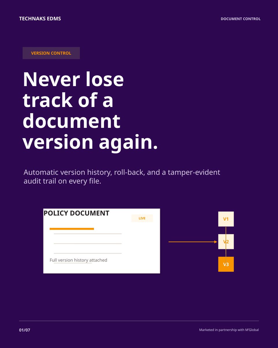 mglobalbconsult's tweet photo. Final.docx Final_v2.docx Final_FINAL.docx

Document version confusion doesn’t have to be part of your workflow.

With Technaks EDMS: ✓ Automatic version history ✓ Roll-back ✓ Tamper-evident audit trail

📞 Call +254 799 863 070 for more details.
#EDMS #DocumentManagement https://t.co/xkpQ2sXjp0