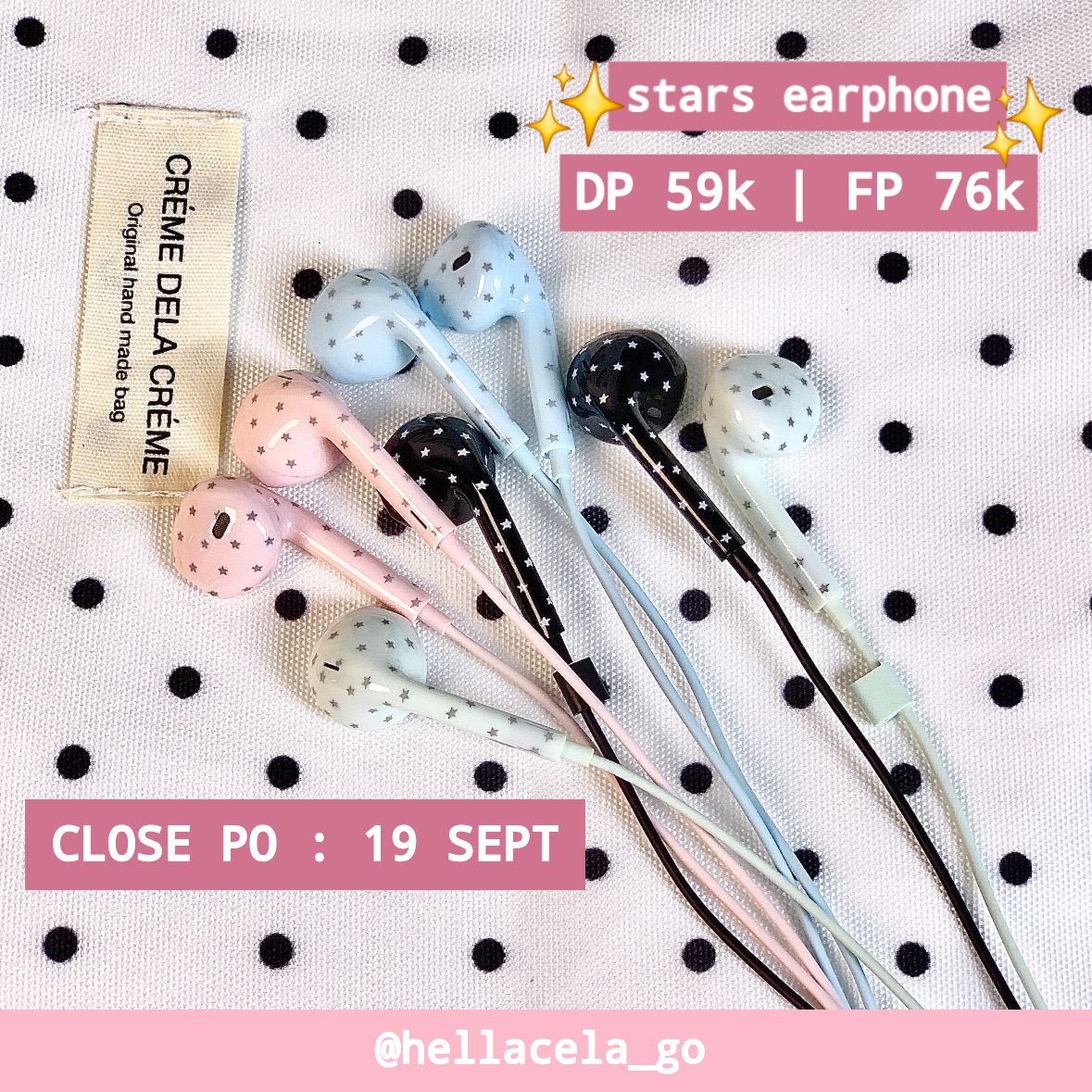 hellacela_go's tweet photo. OPEN PRE ORDER INA GO

✨️ stars earphone ✨️

ready china 🇨🇳 
DP 59.000 | fullprice 76.000
include tax

☆ PO period : 15 September - 19 September
☆ GO based on Surabaya, Jatim

Order via dm or join go line :
https://t.co/JW0Yv4n17d https://t.co/X2o0MkFuqO