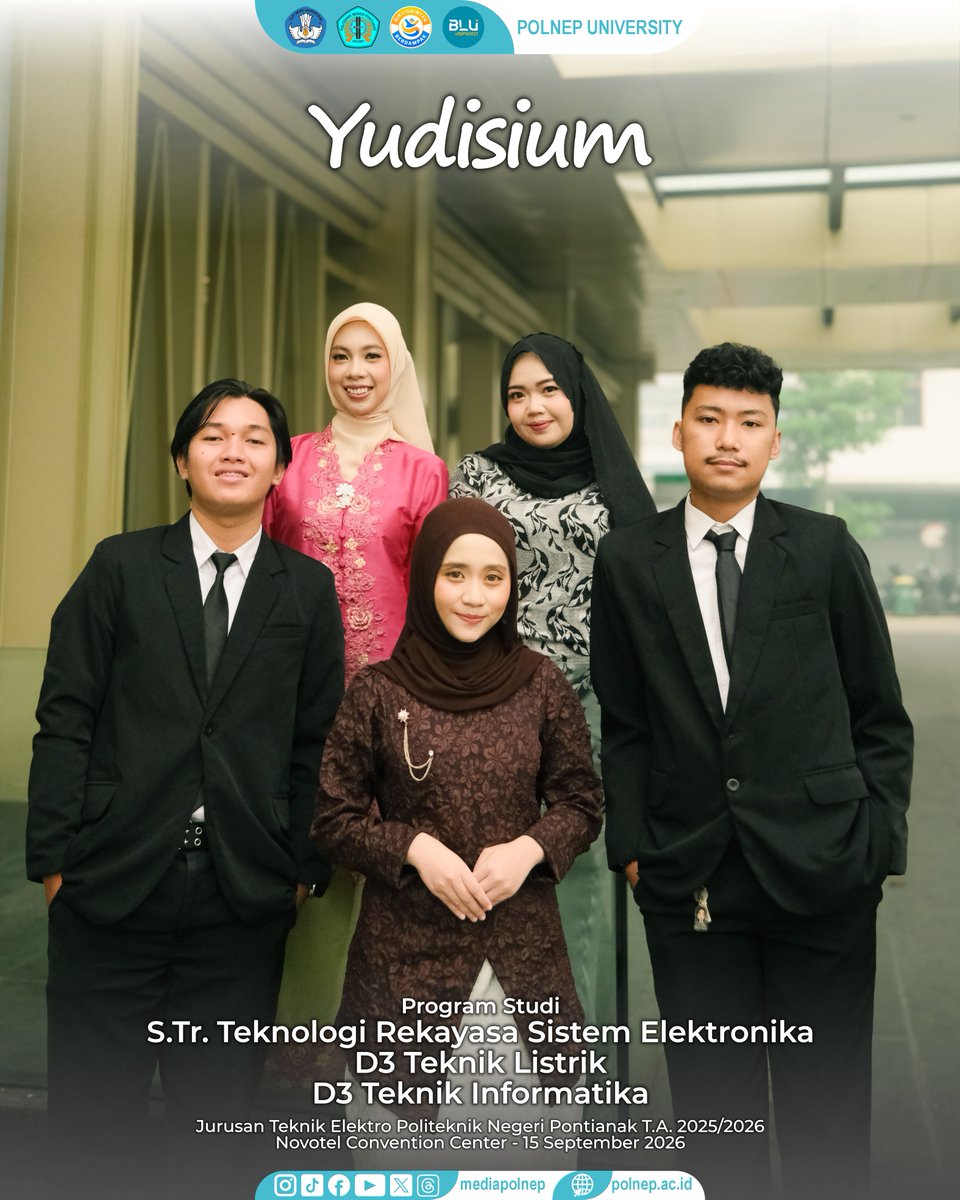 mediapolnep's tweet photo. Yudisium Jurusan Teknik Elektro Politeknik Negeri Pontianak Tahun Akademik 2025/2026 🤩

#Polnep
#polnepuniversity
#Mediapolnep
#kampusberdampak
#diktisaintekberdampak https://t.co/Y98q7i7S6Y