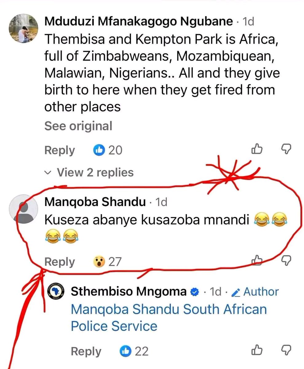 joy_zelda's tweet photo. @SAPoliceService can you please Look at this guy,He made this comment yesterday and today another body has been found

SAPS
Rhodesfield https://t.co/RCvdH3SH7I