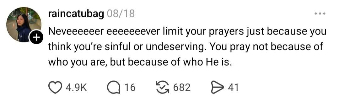 engrraya's tweet photo. You pray because of who He is 🙏🏻 https://t.co/nqNwXszx4H