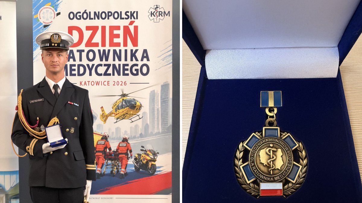 WIML_Poland's tweet photo. Ppor. Patryk Pietrzyński jest pierwszym przedstawicielem Wojskowego Instytutu Medycyny Lotniczej, który otrzymał Honorową Odznakę dla Ratownika Medycznego. Wyróżnienia dokonano podczas IV Ogólnopolskich Obchodów Dnia Ratownika Medycznego w Katowicach.
👉https://t.co/Wk1YUYhcN1 https://t.co/5RbeIvN4NJ