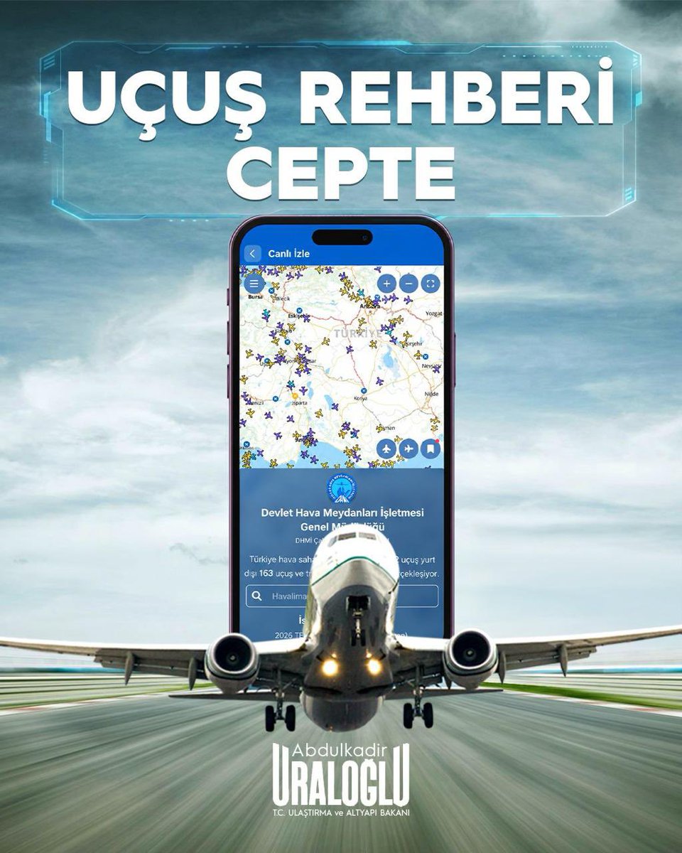 a_uraloglu's tweet photo. Uçuş Rehberim Mobil Uygulaması’yla yolcularımızın havalimanındaki seyahat deneyimini cep telefonlarından daha kolay hale getiriyoruz. ✈️

Türkiye hava sahasındaki uçuşlar anlık olarak takip edilebilirken, 52 havalimanımızın interaktif haritaları sayesinde yolcularımız bulundukları noktadan uçuş kapılarına kadar kolayca rota oluşturabiliyor. 📍

“Aracım Nerede?” özelliğiyle araç konumu kaydedilebiliyor, DHMİ tarafından işletilen havalimanlarımızda ise uygulama kullanıcılarımıza aylık 2 GB ücretsiz Wi-Fi imkânı sunuyoruz. 📱

Yolcularımızın uçuş öncesinden havalimanından ayrılana kadar ihtiyaç duyduğu hizmetleri dijital ortamda kolaylaştırmaya devam ediyoruz. 💻

#TürkiyeHızlanıyor 🇹🇷