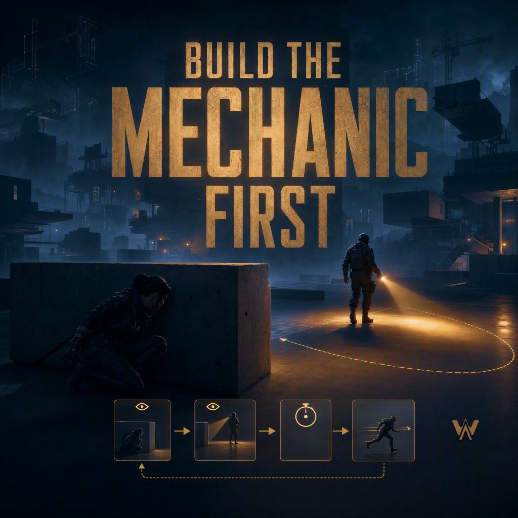 AIWORLDSGAMES's tweet photo. 🧩 Build the mechanic before building the game

Want to test stealth? Trading? Combat? Diplomacy?

Start with the mechanic.

See how it plays.

Then build the world around what works.

👉 https://t.co/2eHVhLCfQa https://t.co/PjxMXti4YY