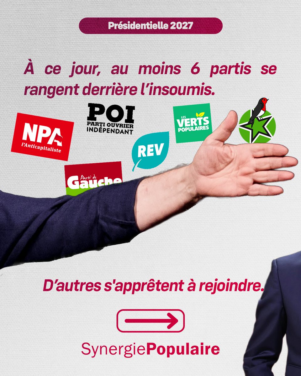 SynergiePop's tweet photo. 🟣🔻 - ​6 partis déjà rassemblés, plusieurs préparent leur ralliement :

​• @GenerationsMvt prêt à rejoindre la campagne dès cet automne.
• @Clem_Autain de @lapres_fr rappelle la responsabilité de se rassembler autour de la 1e force.
• @stephane1peu 👀

#SynergiePopulaire https://t.co/ORxj8Qvmrs