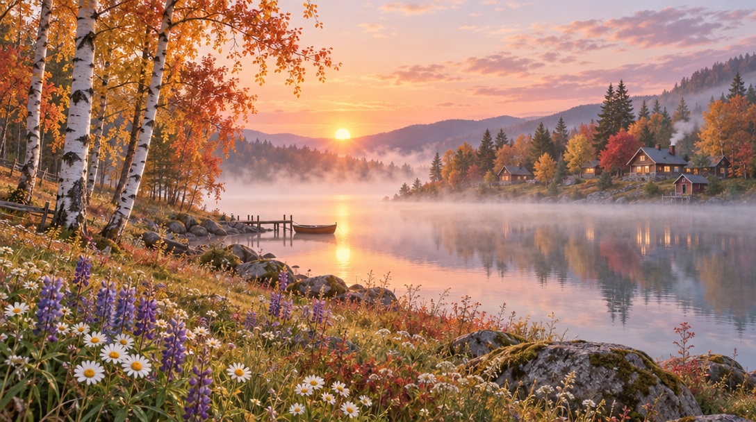 Autumn Lakeside Sunrise