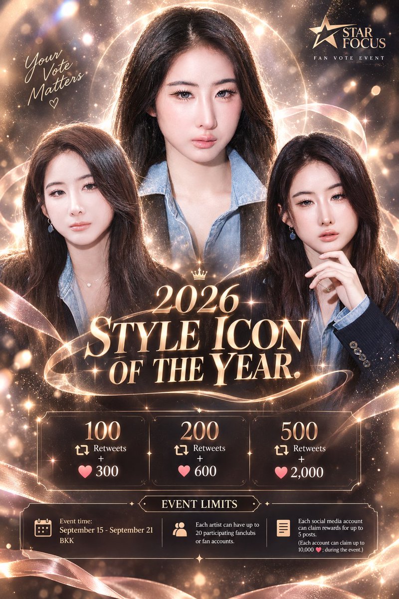 zinfy93's tweet photo. ✨ My first post for Yoko in the 2026 STYLE ICON OF THE YEAR! ✨

I’ve always wanted to do something meaningful for Yoko, and this is my little first step. 🤍

She deserves to be seen, supported, and celebrated for all the beauty and elegance she brings. So if you have a moment, please help me by leaving a ❤️ + RT on this post.

🔁 100 RT + 300 ❤️
🔁 200 RT + 600 ❤️
🔁 500 RT + 2,000 ❤️

Every RT, every ❤️, every bit of support means more than you know. 🥺✨
Let’s make this first post count for Yoko.
Let’s give her the love she deserves. 🤍🥂

📅 September 15–21 | BKK
For Yoko, with all our love. ✨

---------------------------
✨ STARFOCUS FASHION SPECIAL ✨
🏆 Yoko Apasra is nominated for 2026 STYLE ICON OF THE YEAR

📅 2026.09.11 - 09.28(BKK)

Framing the World, Defining the Icon

Vote for your style icon🌟

👉 https://t.co/ExF1hoA7TO

#STARFOCUS #2026STYLEICONOFTHEYEAR #YokoApasra