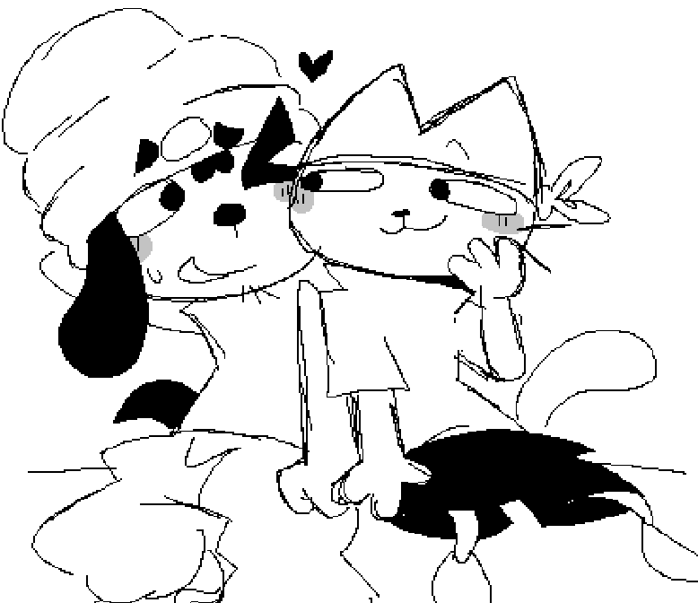 LyartKimoro's tweet photo. The rappers (Parappa x Captain Cat Kit) https://t.co/wa9rAop0JW
