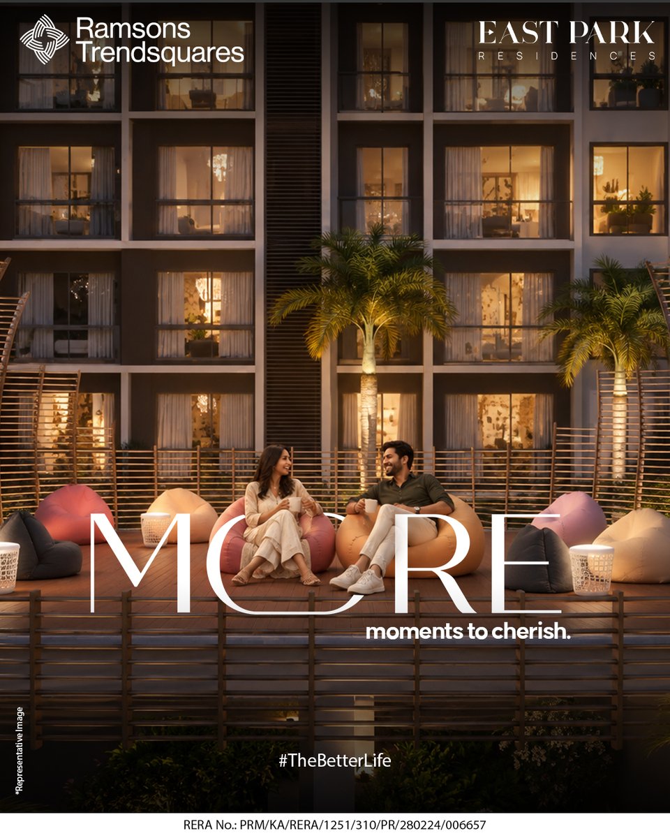 RTBangalore's tweet photo. The best moments are the ones you never have to plan.

East Park Residences creates spaces where everyday moments naturally become lasting memories.

#RamsonsTrendsquares #EastParkResidences #TheBetterLife #LuxuryLiving #CommunitySpaces https://t.co/CiqKhWym6B