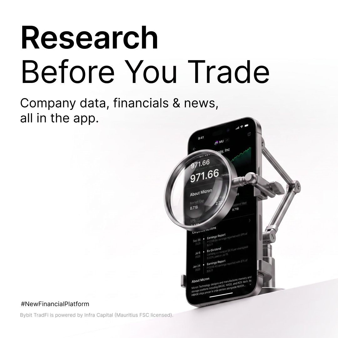 Bybit_Official's tweet photo. Research smarter. Trade with more context. 📊

Bybit TradFi now brings everything you need into one place:
🏷️ Full company names
⏰ Live trading hour indicators
📈 Financials, news & stock insights

Everything you need to research before you trade.

👉 Explore more: https://t.co/nwB54qnMTn