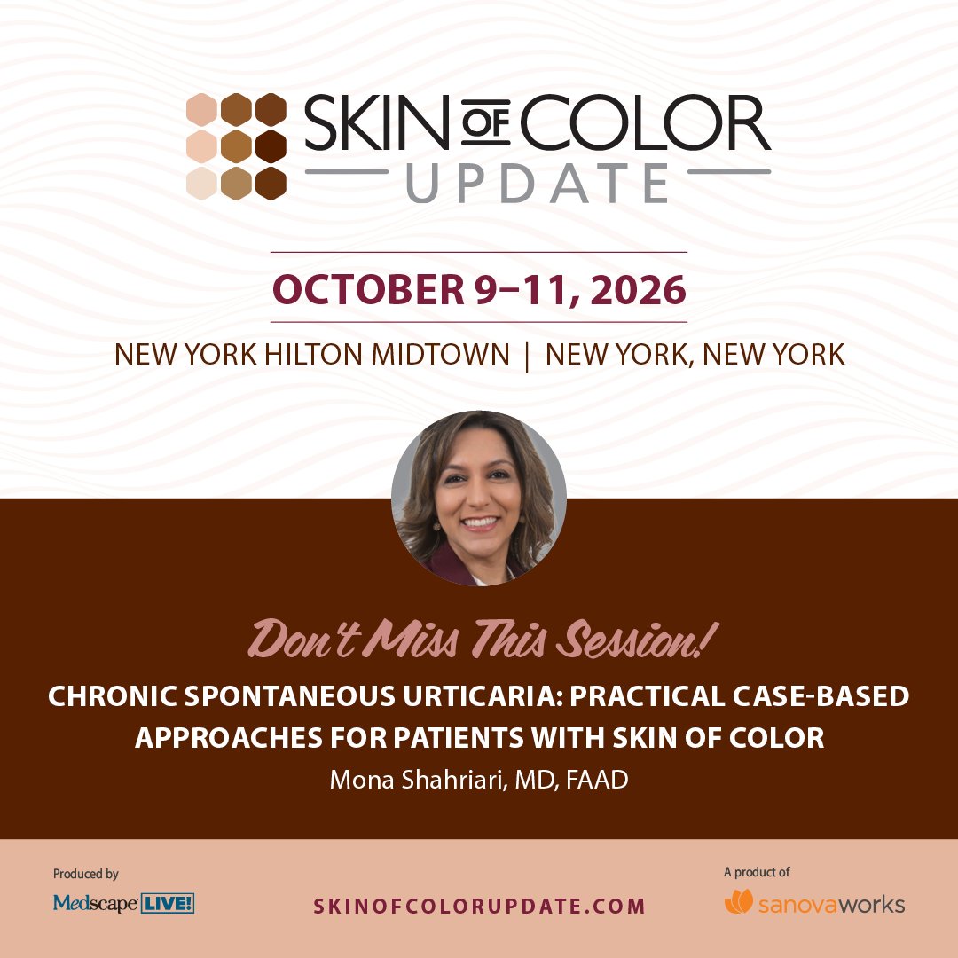 MedscapeLIVE's tweet photo. π©Ί Practical guidance for chronic spontaneous urticaria. Hear from Mona Shahriari, MD, FAAD, on real-world management strategies.πRegister: https://t.co/lMWtQ0cFC7
#SkinOfColorUpdate https://t.co/gDPZJ7Y3Ii