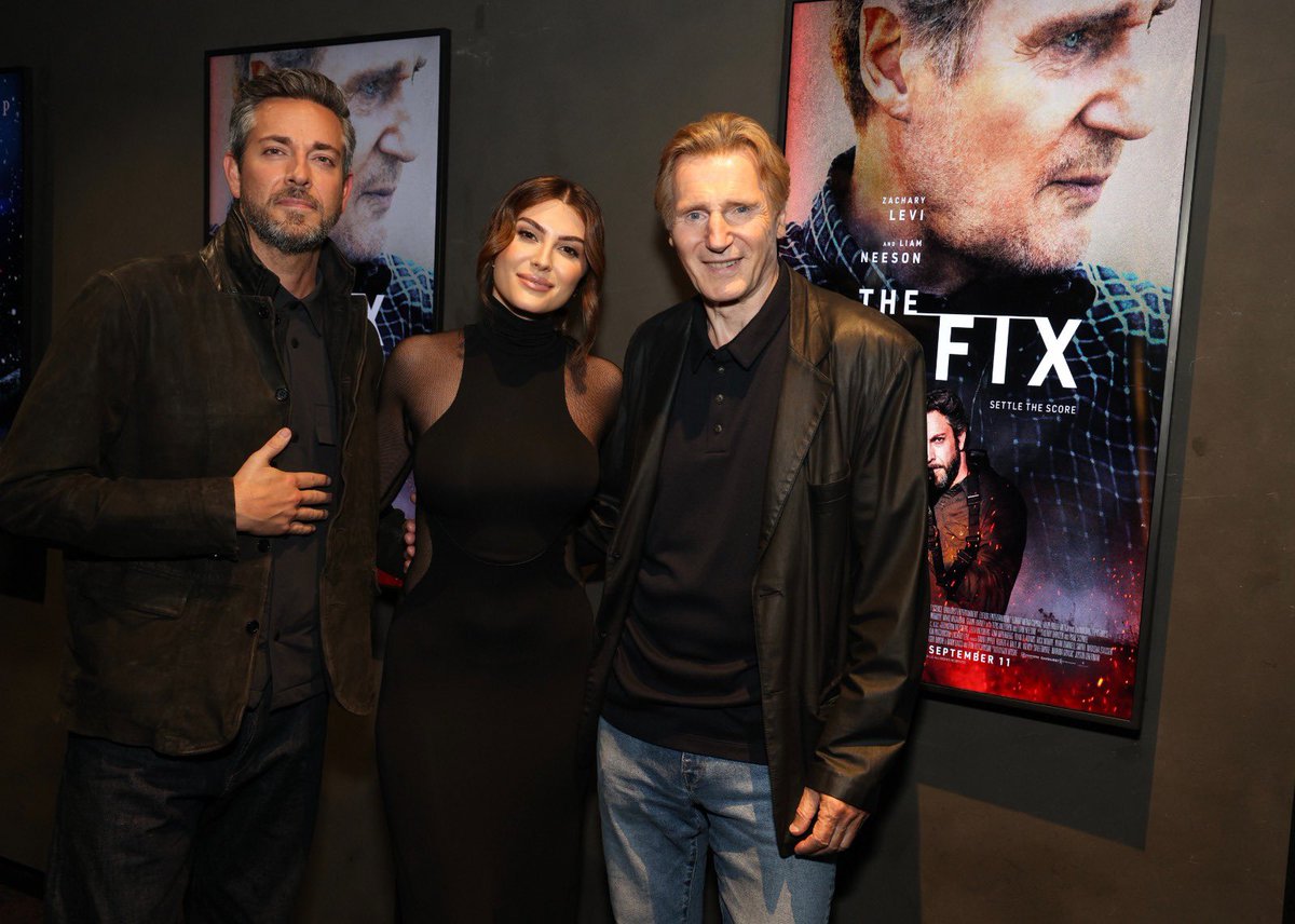 filmfare's tweet photo. Elnaaz Norouzi strikes a pose with Liam Neeson &amp; Shazam star Zachary Levi at The Fix’s New York premiere. 😍

#TheFix #ZacharyLevi #LiamNeeson #ElnaazNorouzi https://t.co/L9ntM4xMmv