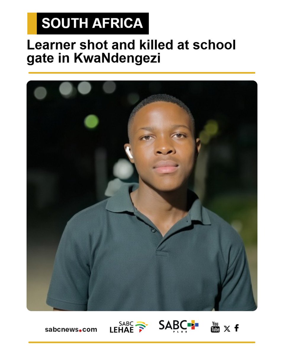 SABCNews's tweet photo. A Grade 10 learner was gunned down at Ndengezi Intermediate School in KwaNdengezi near Pinetown, west of Durban. https://t.co/MW1foAq8o3 https://t.co/BZNx9oqd0A