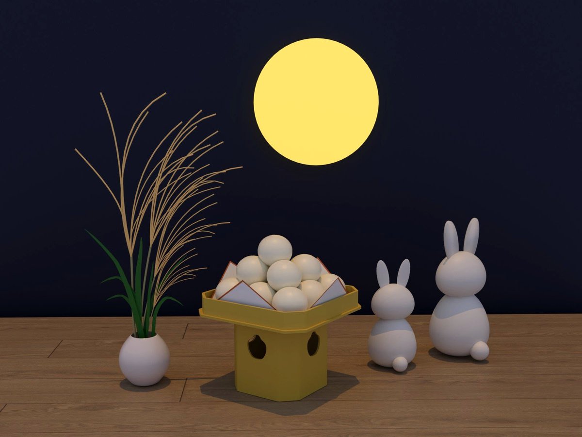 kukupupu4's tweet photo. 25日の中秋の名月に向けてお月見団子作ってみた🎑
#blender #b3d https://t.co/xbXBLyUwnR