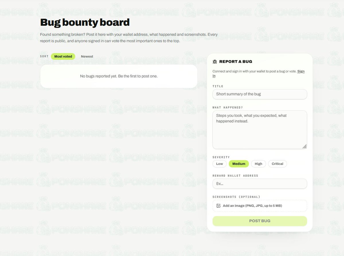 PonShareX's tweet photo. I suggest you guys to look for bugs, every single legit bug found will get paid 25$ in eth 

$PONSHARE https://t.co/cmfl37tU0o