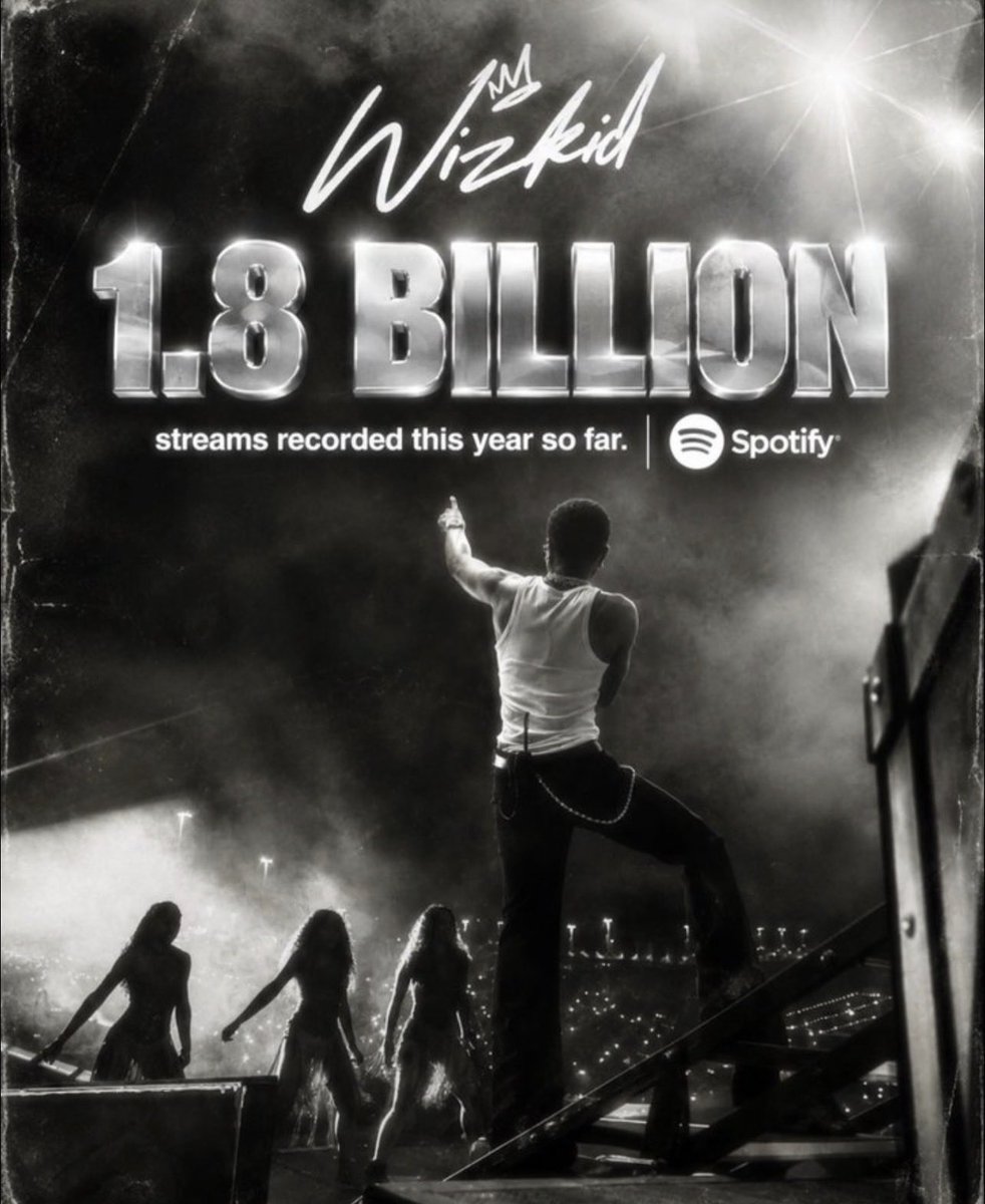 WizkidFcce's tweet photo. Na who be Wizkid sef? 😂🔥

This is big 

1.8 BILLION STREAMS!!! 😭🦅

Big Wiz don turn music into a global language. From Lagos to the world, the Starboy movement remains unmatched.
LEGENDARY STATUS. ���👑
#wizkid #wizkidfc https://t.co/JKv2x1wbcA