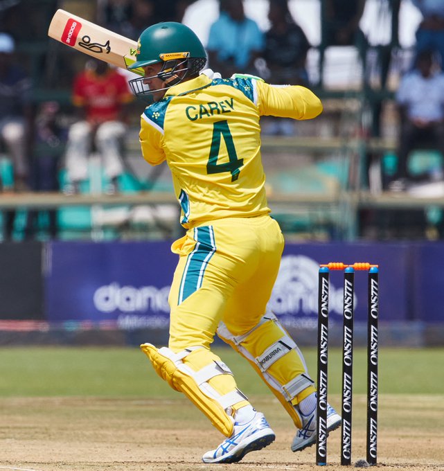 Alex Carey is dismissed after a decent start! Zimbabwe are on Top