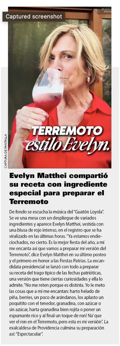ojodelmedio's tweet photo. Evelyn Matthei tiene a LUN y LS comiendo de la mano. El premio Chupamedios de la semana se lo llevan los diarios de los Edwards y su cobertura a la receta de terremoto de la excandidata. https://t.co/yjUsxhBVZh
