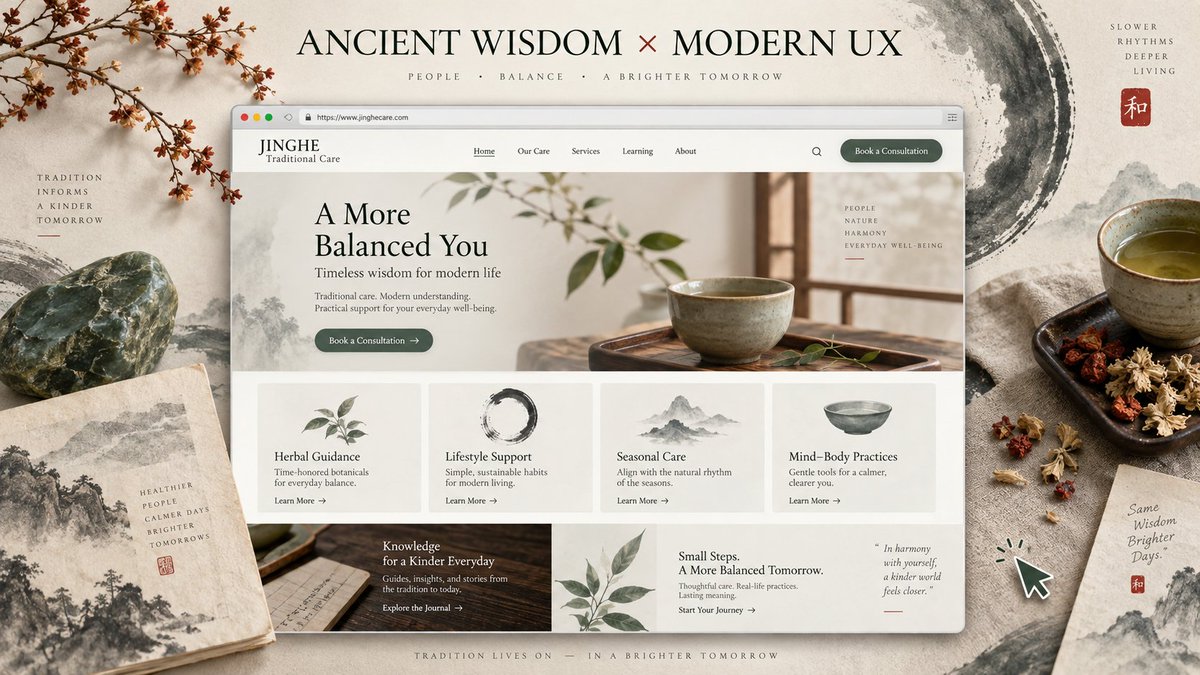 YyUu29387's tweet photo. I gave AutoCoder a very specific vibe: “Traditional care meets modern UX—quiet, grounded and no wellness clichés.”
It generated an editorial homepage, service cards, educational content and a consultation flow. The art direction is honestly better than I expected. 🌿 https://t.co/HqwYsQ1NNF
