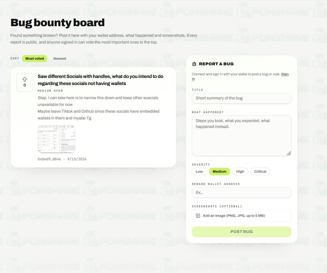 PonShareX's tweet photo. The first #BUGBOUNTY have been submitted !!

I will drink my coffee and look into it! i will reward the user regardless as it is the first user to engage and at least try to find something $PONSHARE https://t.co/f7n3Gpe4OO