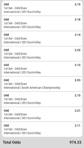 Given19911's tweet photo. American football totals 
💥BW72724DF3💥

Basketball Totals 
💥BW72725C0B💥

Volleyball 1st Half odd/even totals 
💥BW727266A5💥

Ice hockey 2nd period btts-yes 
💥BW7272B2D1💥 https://t.co/injSV0IlT8