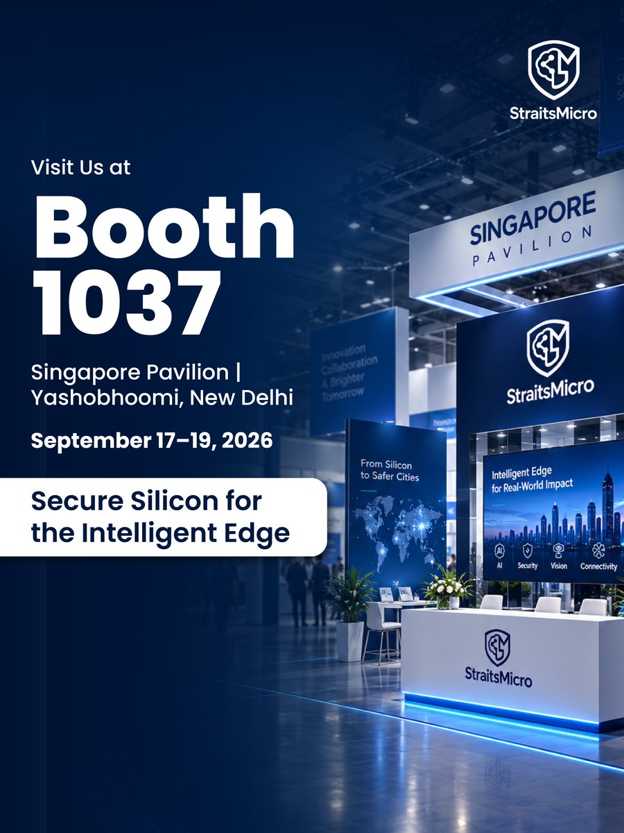 straitsmicro's tweet photo. With SEMICON India 2026 approaching, here is where you can find the StraitsMicro team.
We invite you to visit us at Booth 1037 in the Singapore Pavilion to explore our security-first semiconductor architecture and advanced edge processors.

#straitsmicro #NextGenBharat https://t.co/M2zbmq3ZbO
