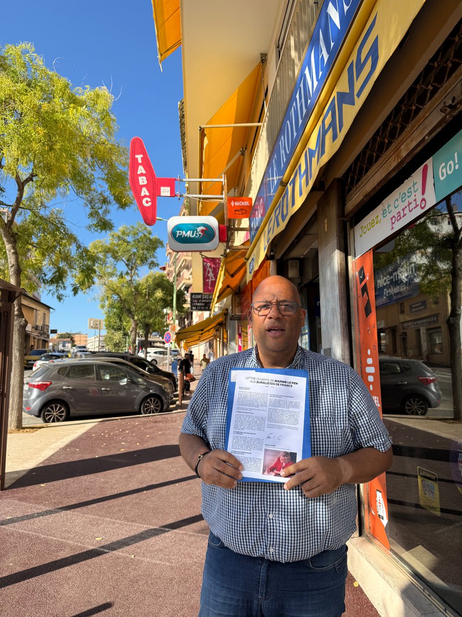 FranckGalbert's tweet photo. Rencontre avec nos buralistes du Cannet et de Mougins pour leur remettre la lettre ouverte de @MLP_officiel✉️
Taxes, insécurité, trafics illicites : nous défendons ces commerçants de proximité, piliers indispensables à la vie de nos communes. 🇫🇷🤝
#LeCannet #Mougins #Buralistes https://t.co/SivAnMtCDk