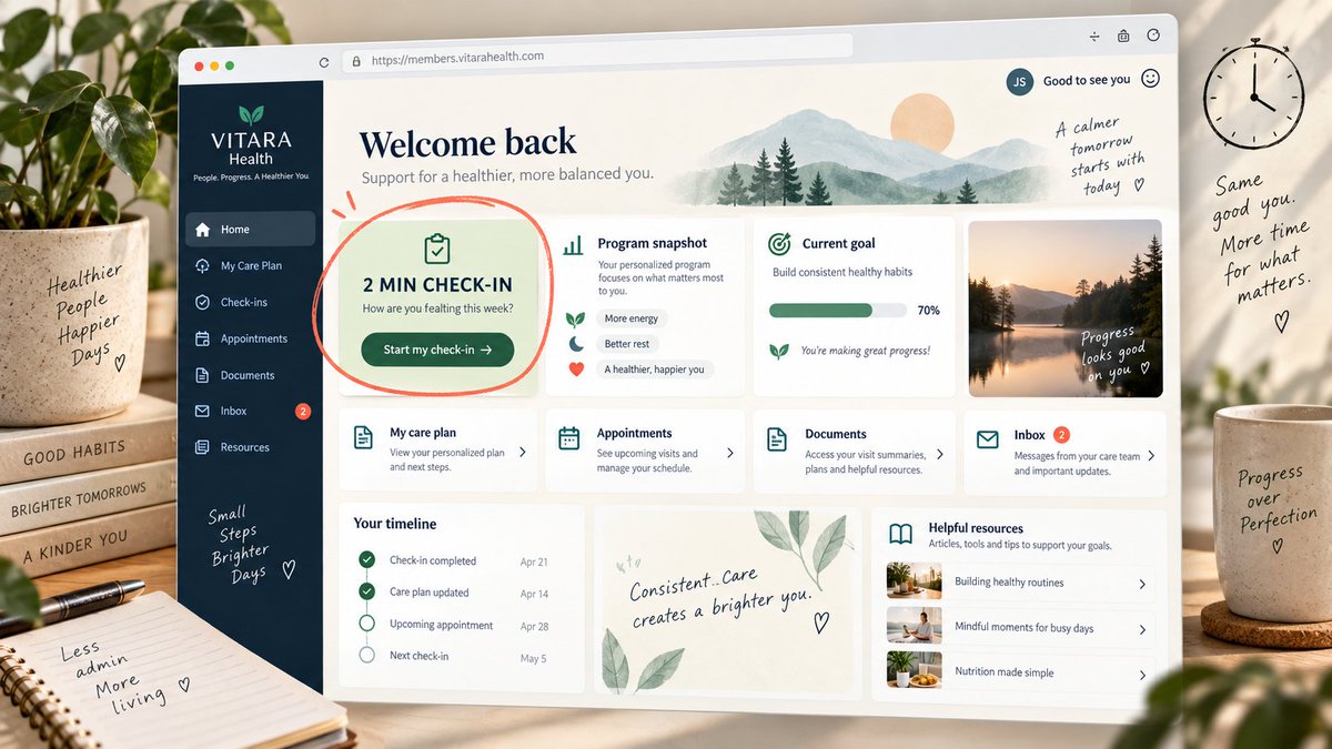 YyUu29387's tweet photo. My prompt to AutoCoder was: “Make a telehealth member portal feel calm, not clinical.”
The result had weekly check-ins, goals, care plans, appointments, documents and messages in one polished dashboard.
I expected a mockup. It gave me a whole product flow. https://t.co/kjGkCsFOwL