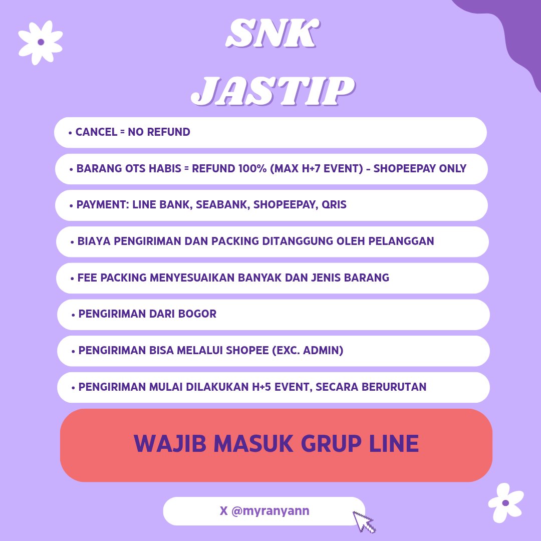 Myranyann's tweet photo. [🔂❤️ are appreciated!]

OPEN JASTIP COMIFURO 23 BOTH DAYS 

📍Bogor
💸 Fee per item

last order: 27 Oktober 2026 (bisa tutup lebih cepat)

dm me for question and order 💖

t. comifuro comifuro23 cf cf23 jastip #titipkemyra https://t.co/xvbuHqDWD6
