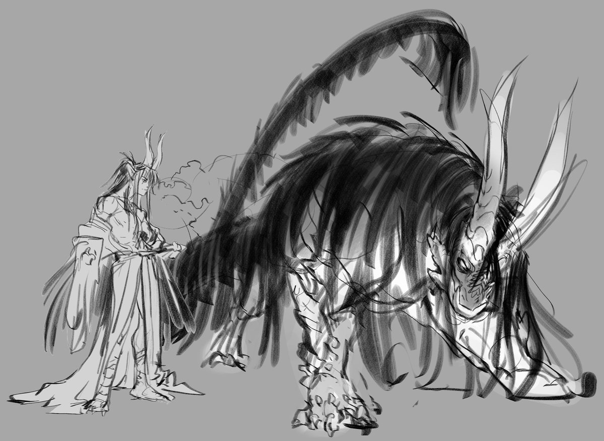 sourmire's tweet photo. #oc Sia,Cryo Prismadra nomad, and his dragon form. https://t.co/Zn6hlorz3n