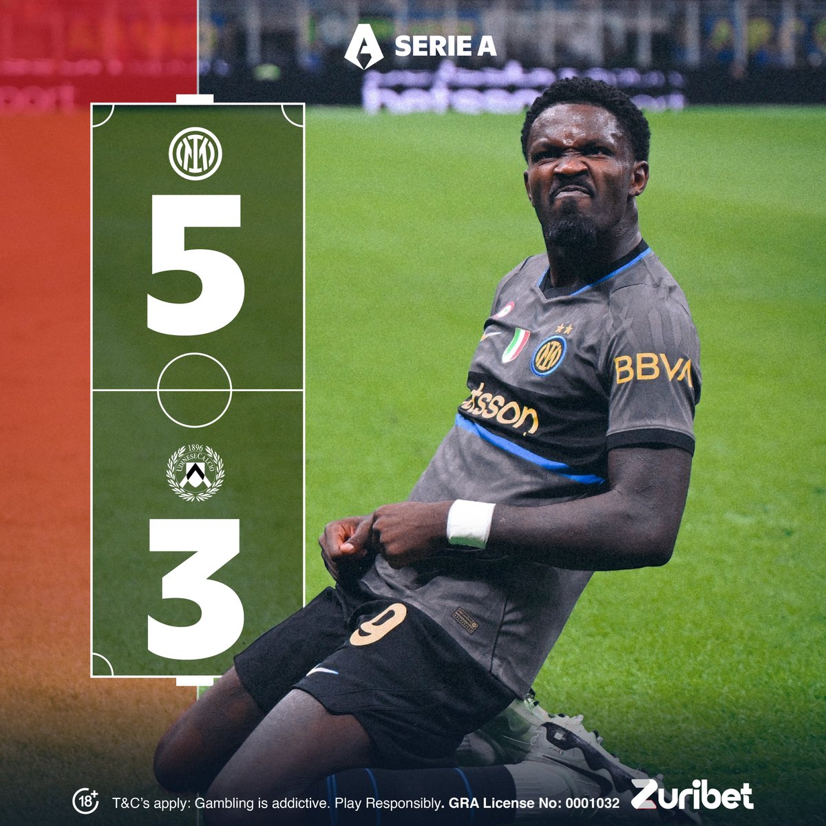 ZuriBetke's tweet photo. What a finish! Inter Milan edge Udinese in an eight-goal thriller...5️⃣-3️⃣!

#zuribet #chezavizuri #milan #udinese #results https://t.co/OfKl5gwOSZ