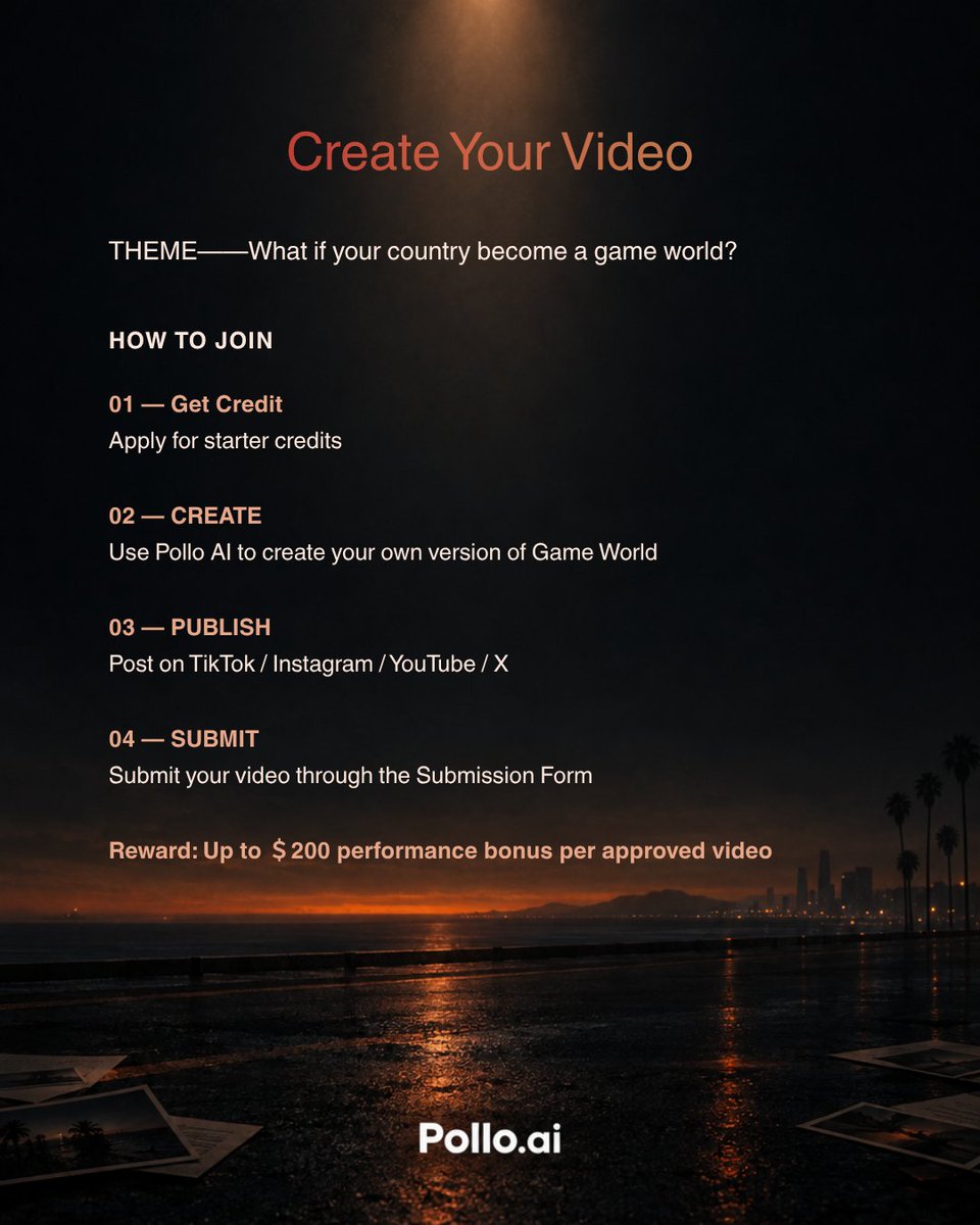 itsPolloAI's tweet photo. 🚨The Pollo AI Creator Call is Now Open! 🚀
We’re inviting creators to take part in our “What if your country become a game world” campaign.
This is more than a creative challenge.
It’s your opportunity to showcase your creativity and turn it into rewards -- join our growing Creator Coummunity.
🔥 Complete the Game World Campaign for a chance to unlock more creator collabs: https://t.co/dkPrXyj8H6
❤️🔥 Join our Discord community: https://t.co/W2FIUxO8hZ
Show us what if your country become a game world. #PolloAI #PolloAICreator