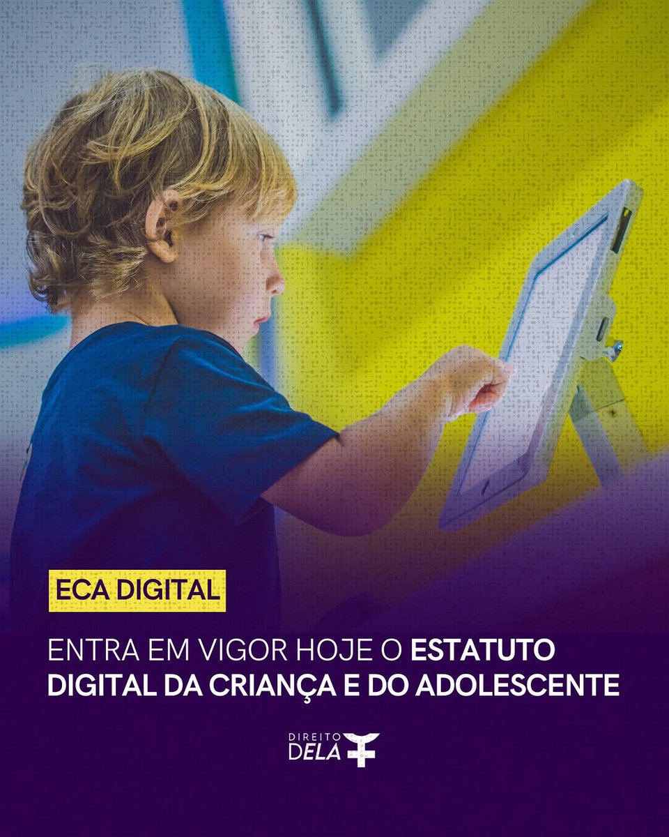 drop152's tweet photo. Entrou em vigor em 17 de março de 2026 o ECA Digital, que amplia a proteção de crianças e adolescentes na internet. A Lei nº 15.211/2025 traz regras mais severas para plataformas digitais, responsabilizando mais as empresas na proteção de menores de ... https://t.co/zxus7FgbOQ