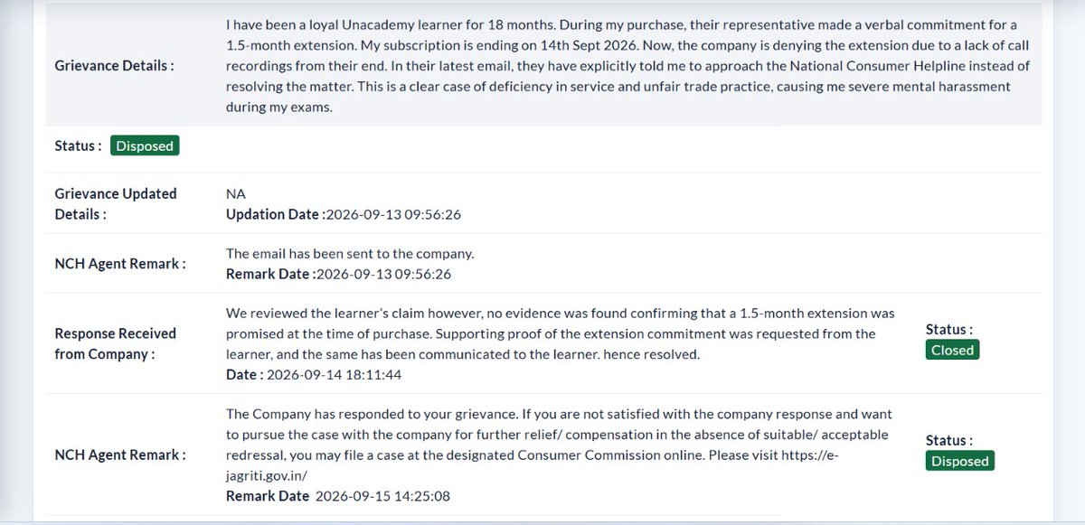 Tarique_CSE's tweet photo. Missing call recordings is YOUR backend failure @unacademy @gauravmunjal @amansrivastava @UnacademySupport, not the student's fault! Disgusting to deny a promised 1.5-month extension to an 18-month loyal student. Closing NCH tickets won't hide your fraud! #UnacademyFraud https://t.co/A4EPeprPTS