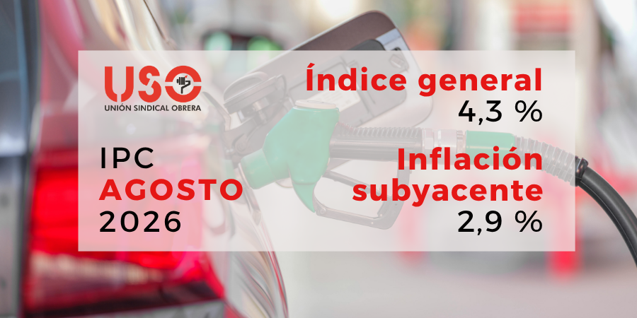 SindicatoUSO's tweet photo. 📈 #IPC al 4,3%. #Salarios: +3,04%.
El coste de la vida crece más y las familias pierden poder adquisitivo.

🚗 Transporte: +9,5 %
🥖 Alimentación: +2,3 %
✊ #USO reclama recuperar la cláusula de revisión salarial obligatoria ligada al IPC.
👉 https://t.co/Yz9pW9NG10 https://t.co/Gd7qBpwHSG