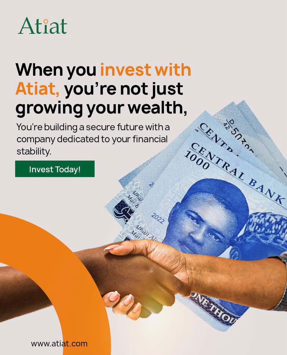 AtiatLtd's tweet photo. Invest with Atiat and take a step towards building a more secure financial future. Let your money work for you while you focus on what matters.

#Atiatlimited
#investment https://t.co/ai864Oh1Po