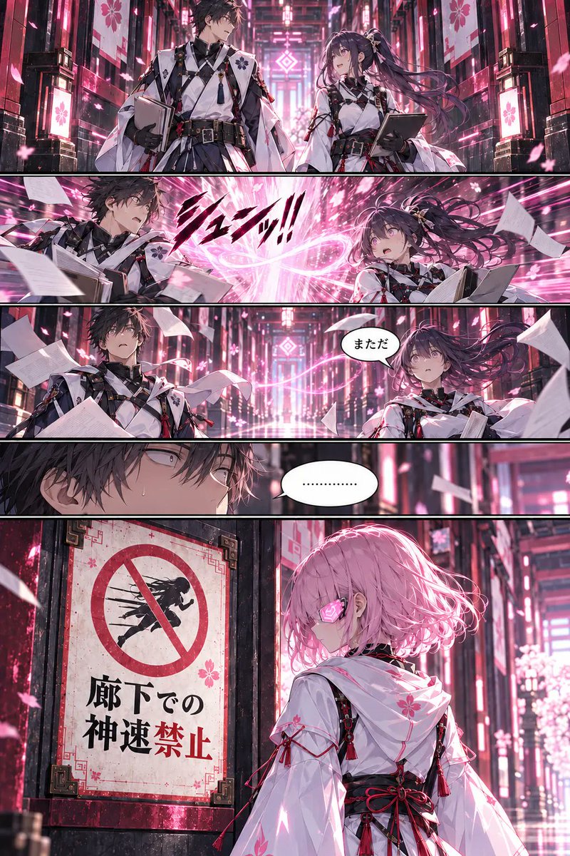 miyabikam4's tweet photo. 🌸短編漫画「神速禁止」公開っ！🌸
#��那シリーズ 緋閃のお話です📚

神速を禁じられた…
それでも前へ進む――

ぜひ読んでみてねっ！
🔗https://t.co/MLerbWquRT

🎮緋閃を操作できるゲーム
「刹那ノ緋閃 ―無限神速―」も公開中！
🔗https://t.co/JrJJxbyUn2

#MIYABIPROJECT https://t.co/59qAc3TxSr